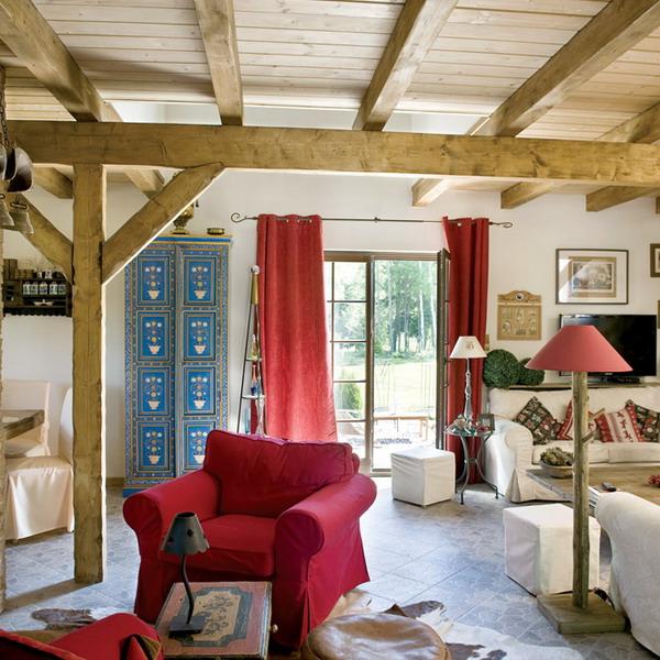 French country decor with red accents