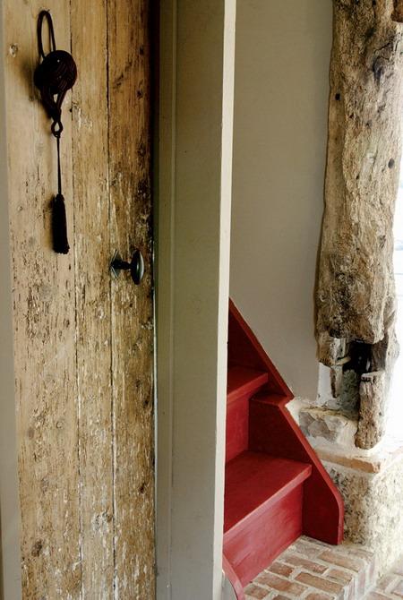 antique wood and red wooden staircase