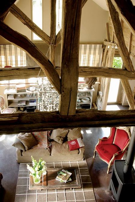 french country house with antique wooden frame