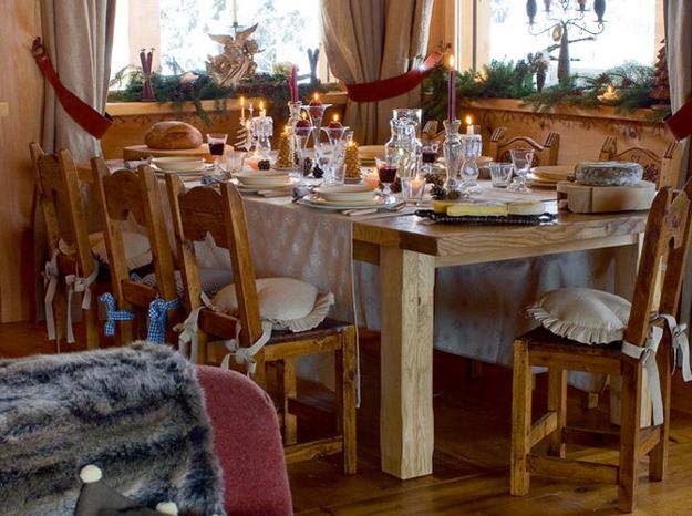 Wooden furniture for modern dining room decoration on French Alpine and rustic styles