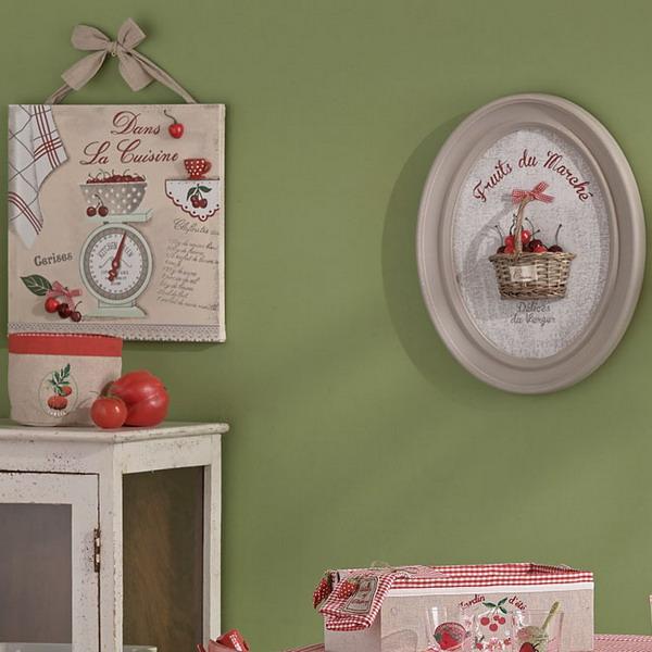 green wall color, white and red color for furniture