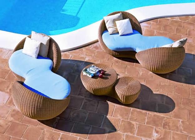 Pool Terrace with unique deckchairs