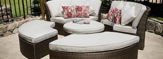 outdoor furniture with white pillows