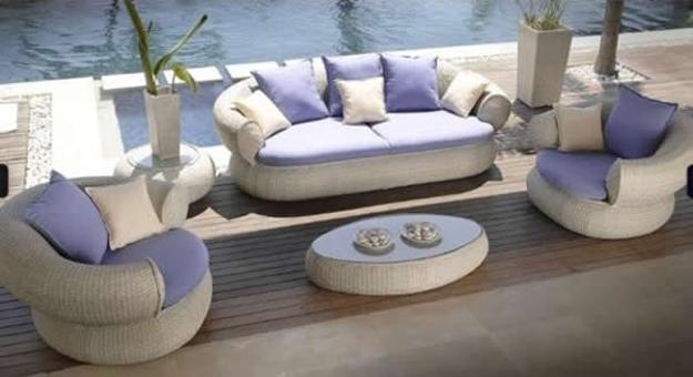 white upholstered outdoor furniture set