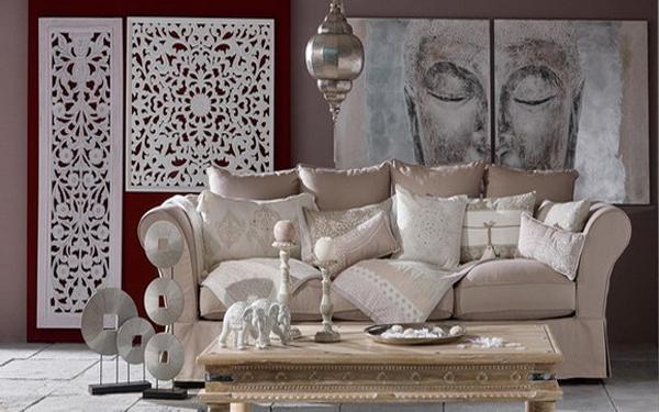 neutral color combination and ethnic interior decoration ideas