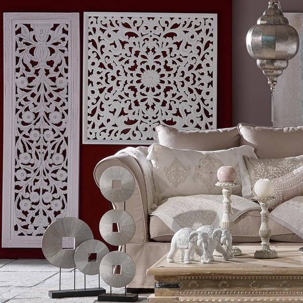 Living room furniture, neutral color combination and ethnic interior decoration ideas