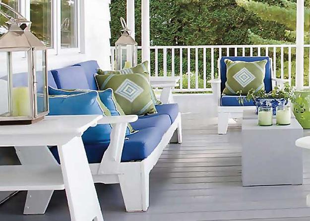front porch decorating ideas, outdoor furniture and fabrics