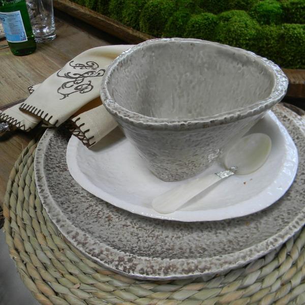 hand-crafted ceramic tableware and rattan sets