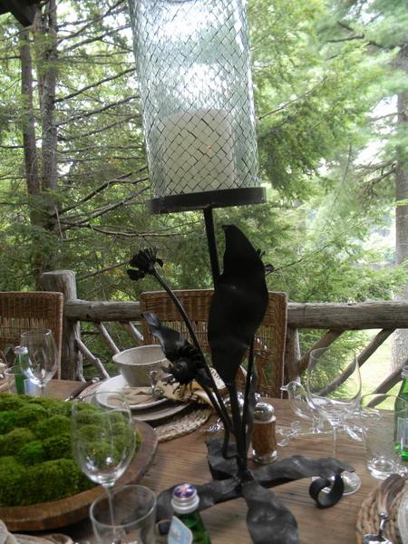 Handmade table lamp with metal base