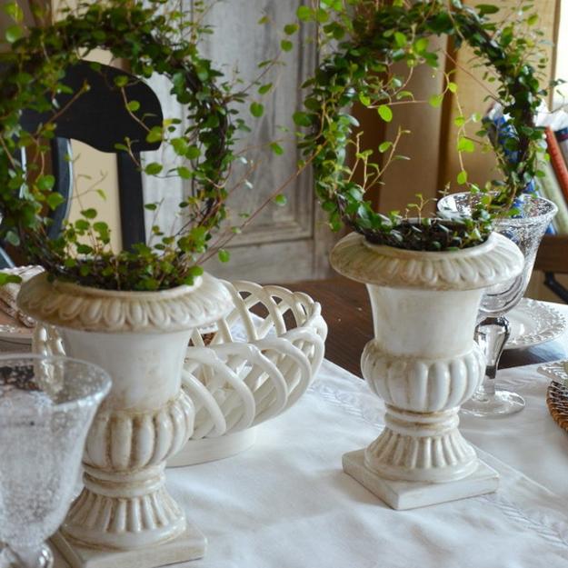 green table centerpieces for soring decoration