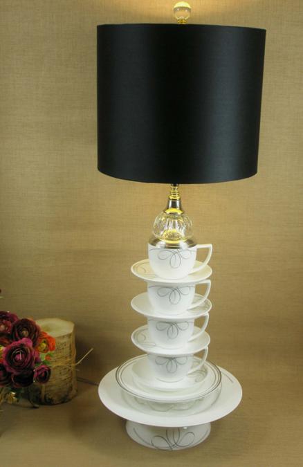 table lamps made with tea cups and pots