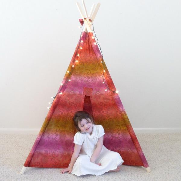 Tipi with LED lights for kids bedroom