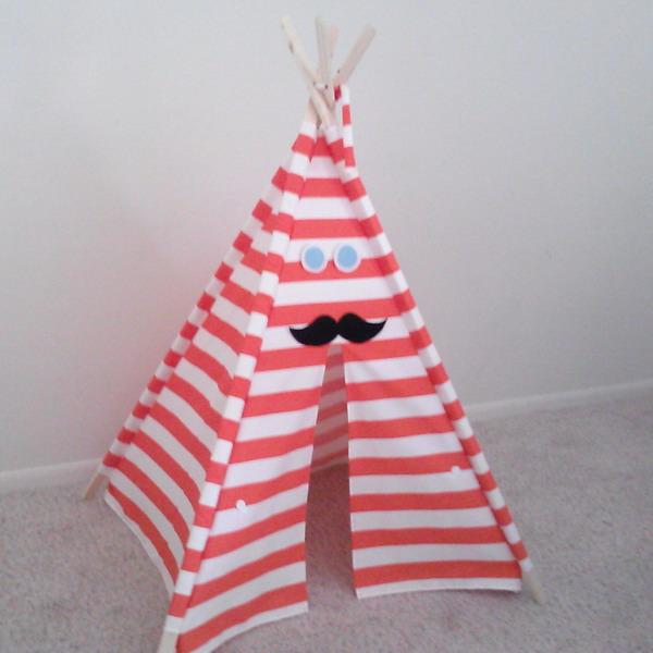 red and white striped fabric for tepee-style