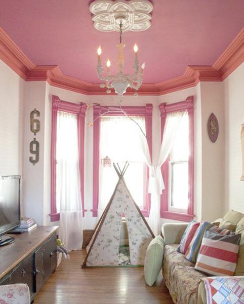 decorate pink blanket and tepee for kids