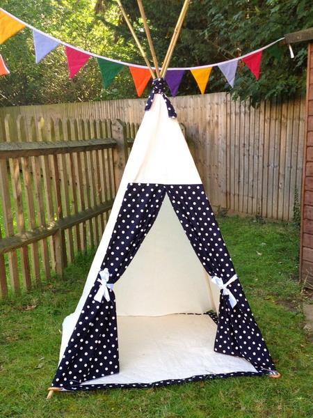 White Black Polka Dot Tipi curtains
