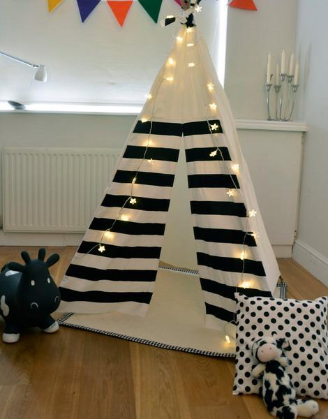 tepee with LED lights for decorating the nursery