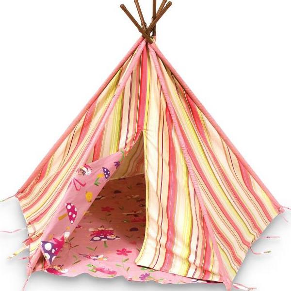 red and yelloe atriped curtain fabric for Tipi