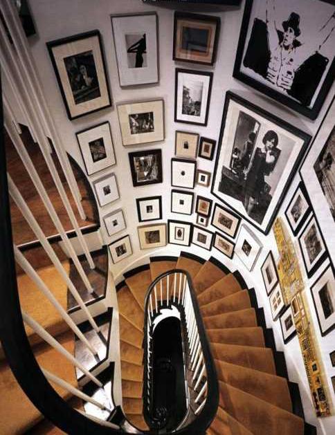 stairwell wall decoration with photographs