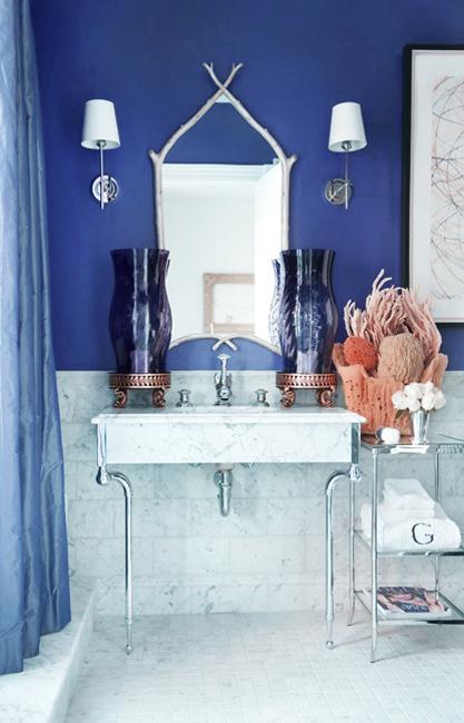 white and blue bathroom colors and nautical decor theme