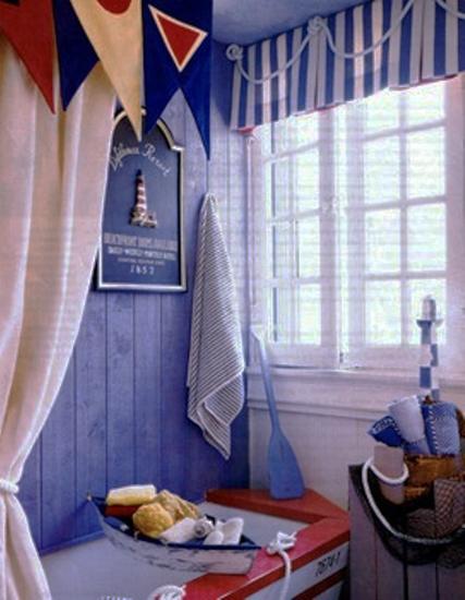  white and blue bathroom colors and nautical decor theme 
