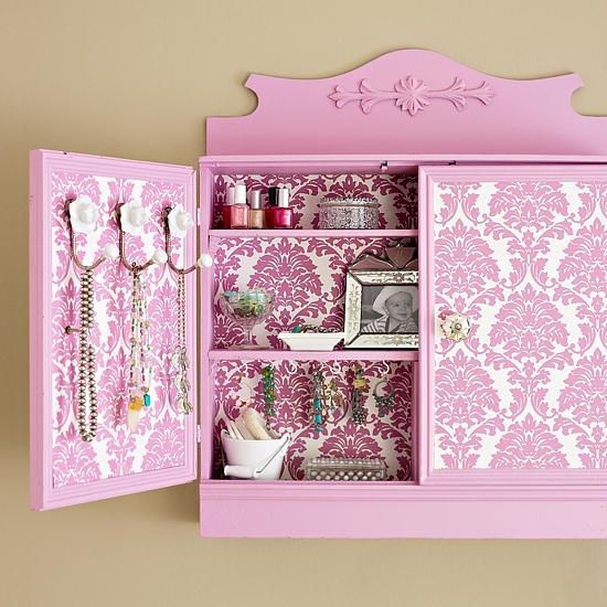 shelving and storage furniture decoration with modern wallpaper