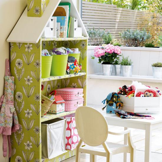 shelving and storage furniture decoration with modern wallpaper