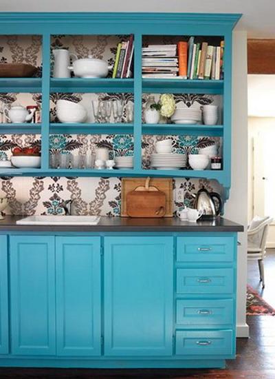 shelving and storage furniture decoration with modern wallpaper