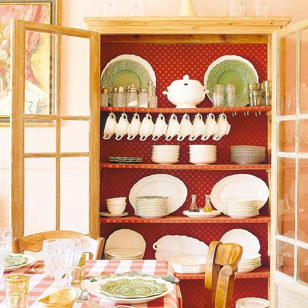 shelving and storage furniture decoration with modern wallpaper