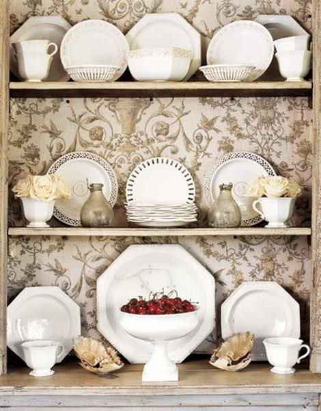 shelving and storage furniture decoration with modern wallpaper