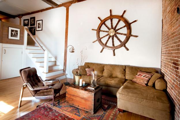 Interior Design with nautical decor accessories Ship wheel