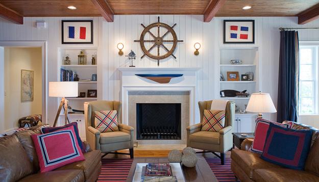 interior decoration with nautical decor accessories Ship wheel