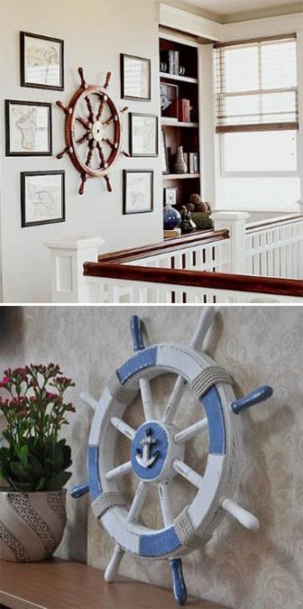 Interior Design with nautical decor accessories Ship wheel
