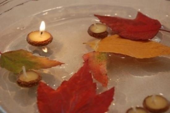autumn decoration with acorns fall craft ideas for table decorations