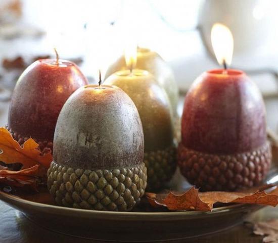 autumn decoration with acorns fall craft ideas for table decorations
