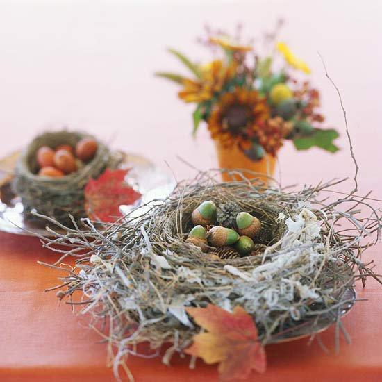 autumn decoration with acorns fall craft ideas for table decorations