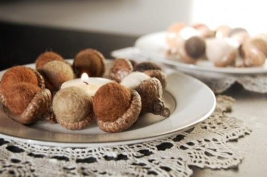 autumn decoration with acorns fall craft ideas for table decorations
