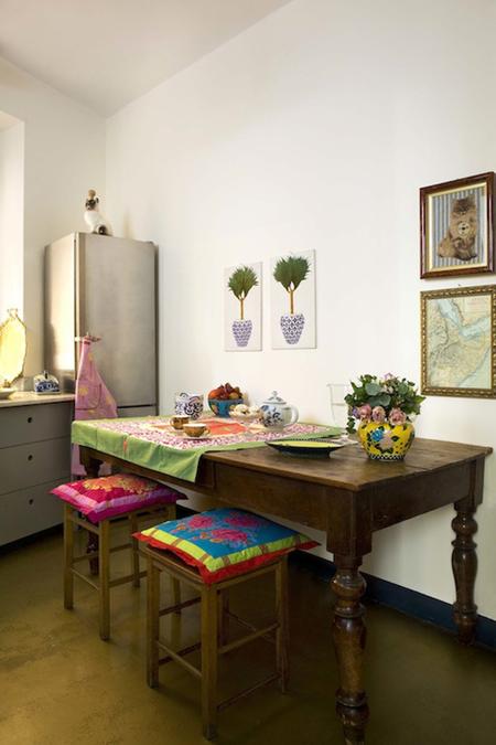 modern home decor ideas, materials, colors and room decoration pattern of textile designer Lisa Corti