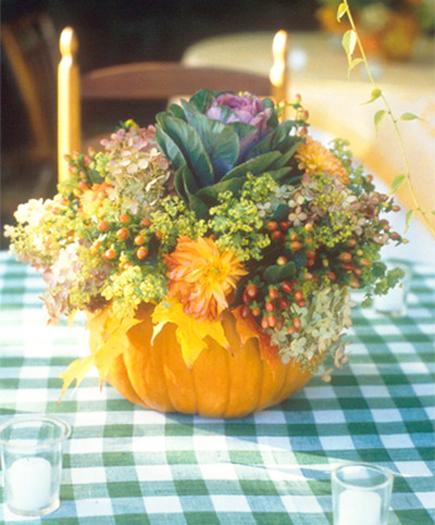 fall decorations, floral arrangements in handmade pumpkin pots and ...