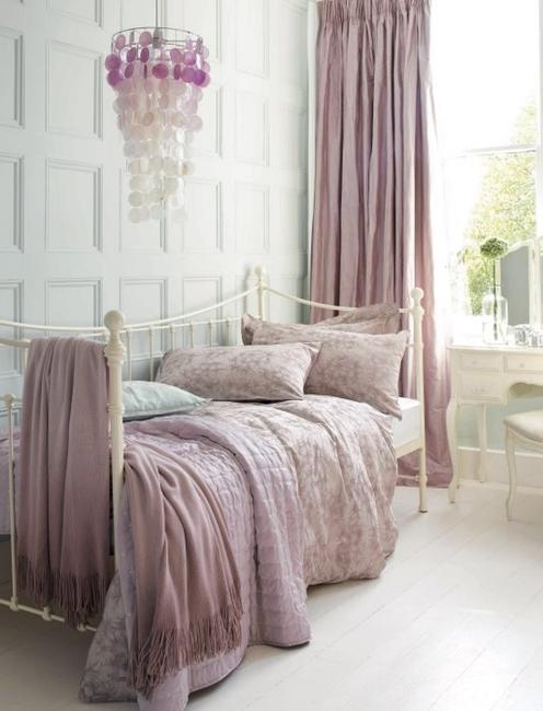modern home fabrics in pastel colors, upholstered furniture, curtains, sheets, pillows