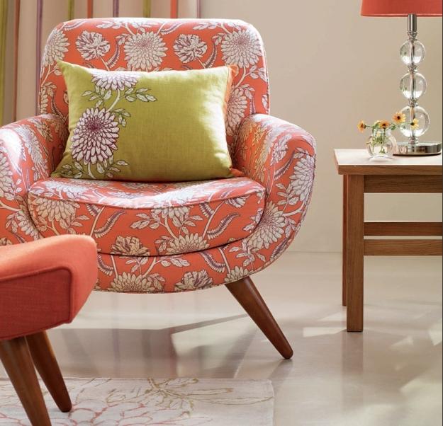 modern home fabrics in pastel colors, upholstered furniture, curtains, sheets, pillows