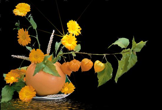 falling, ideas for table decoration with pumpkin and flowers