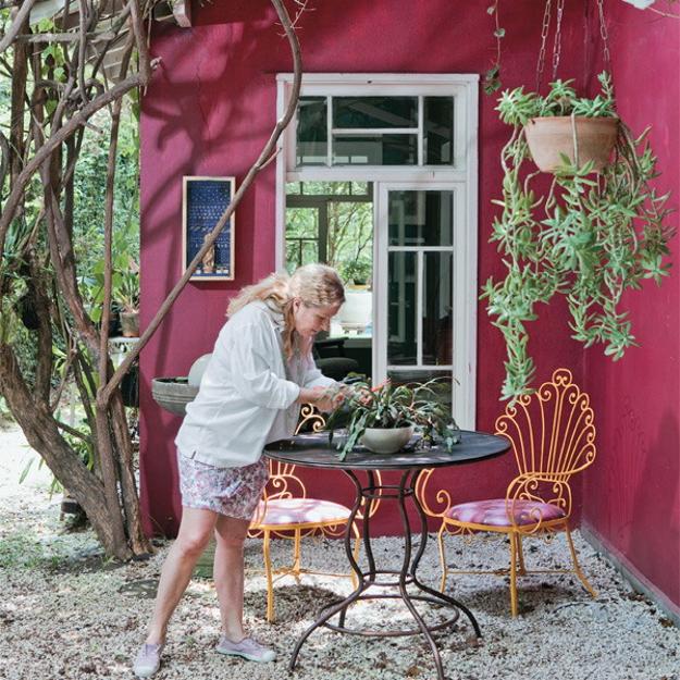 house exterior painted bright pink color
