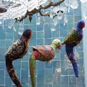 handmade lighting fixtures with bird decorations, craft ideas
