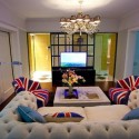 modern interior decorating ideas with British flag accents