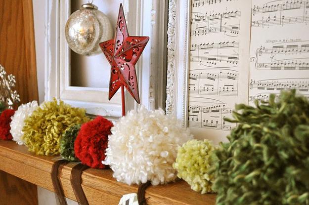 handmade Christmas tree ornaments and holiday ornaments with created pompoms 