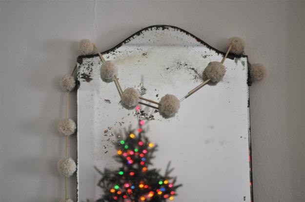 handmade Christmas tree ornaments and holiday ornaments created with pompons