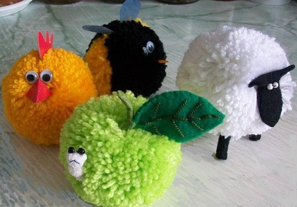 craft ideas for the production of decorative objects with pompoms
