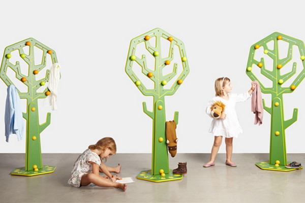  tree coat racks shaped in various colors, and kids designs for modern interior decoration 