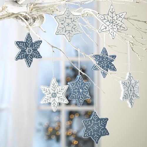 handmade snowflake decorations in a modern interior