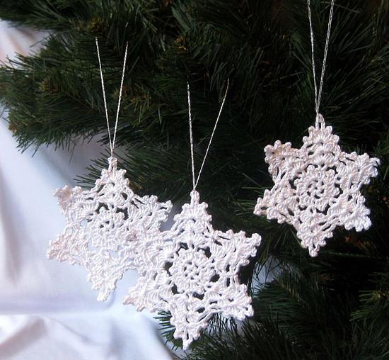 handmade snowflake decorations in a modern interior